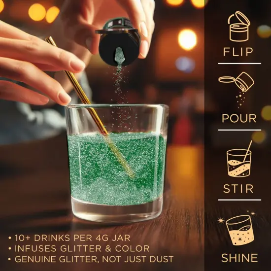 Brew Glitter - Dark Green Edible Drink Glitter (4g, x1 Flip-Cap Jar) for Beer, Cocktails and Beverages {4}