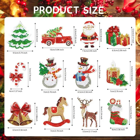 12 Pieces Christmas Diamond Painting Kits 5D DIY Diamond Painting (Classic Style) {3}