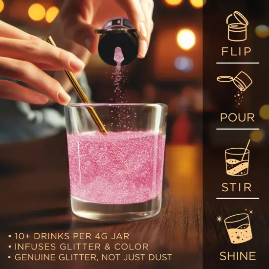 Brew Glitter - Pink Edible Drink Glitter (4g, x1 Flip-Cap Jar) for Beer, Cocktails and Beverages {4}