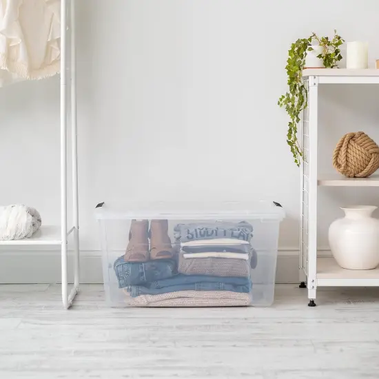 IRIS USA 2 Pack Plastic Storage Bins with Lids, 72 Quart, Latches Durable Nestable Containers Secure Pull Handle {2}