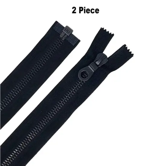 Zipper 8MM One-Way Separating Open Bottom with KTA Pull Black/Black 28" {1}