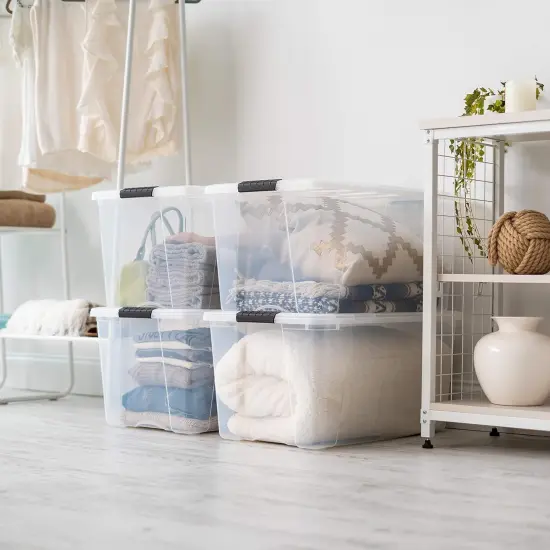 IRIS USA 2 Pack Plastic Storage Bins with Lids, 72 Quart, Latches Durable Nestable Containers Secure Pull Handle {6}