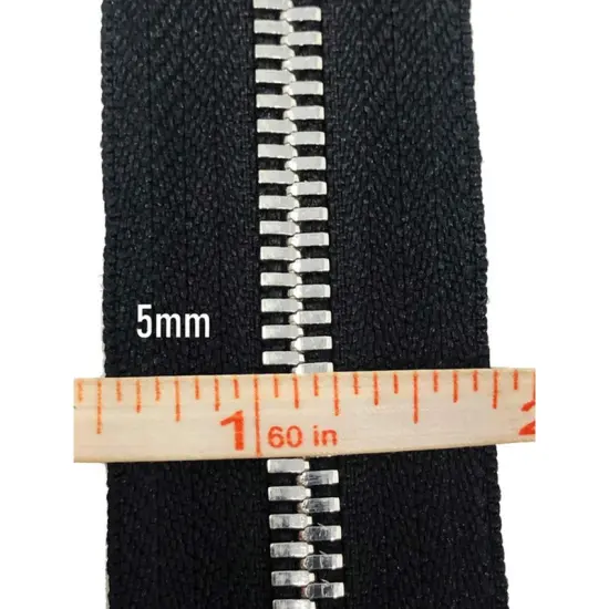 Black Metal Glossy Jacket Separating Zipper Black Tape Silver Nickel Teeth Size 5mm {4}