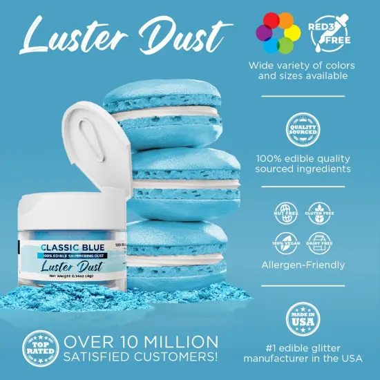 Bakell - Classic Blue Luster Dust (4g, 1x Jar) Edible Vegan Dust & Paint for Baking, Desserts and Beverages {2}