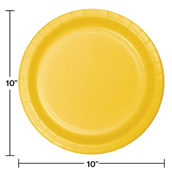 240 pc Bulk School Bus Yellow Sturdy Style Paper Banquet Plates 10.25 inch {2}