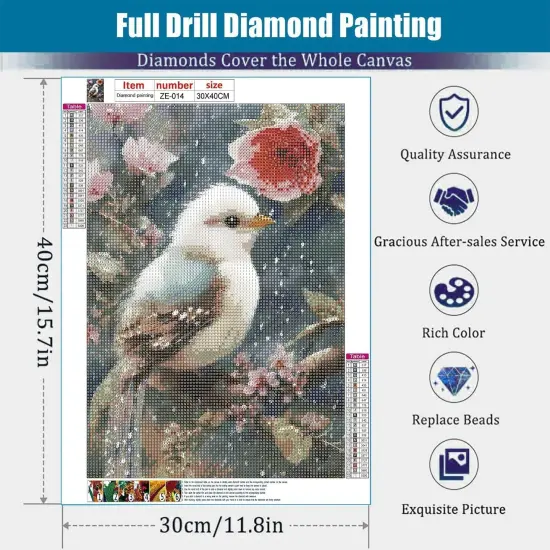 Diamond Painting Kits Bird Flower for Adults, Full Drill Diamond Dots Paintings for Beginners, Round 5D Paint with Diamonds Pictures Gem Art Kits for Home Wall Decor (11.8 * 15.8 inch) {5}