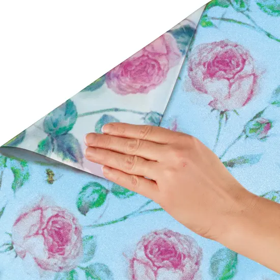 Collections Etc Removable Cut-to-Fit Privacy Roses Window Cling {2}