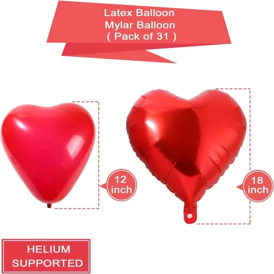 40 Pack I Love You Balloons and Heart Balloons Kit with 1000 Pcs Dark-Red Silk Rose {2}