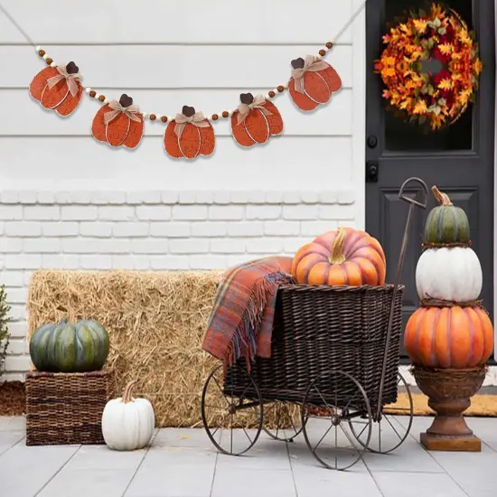 Little Pumpkin Banner - Halloween Banner for Theme Decoration,（Wood） {3}