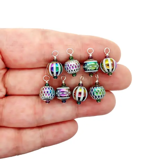 Tiny Christmas Ornaments, 8 pieces with Hooks, Miniature Glass Balls for Dollhouse Tree, Adorabilities {2}