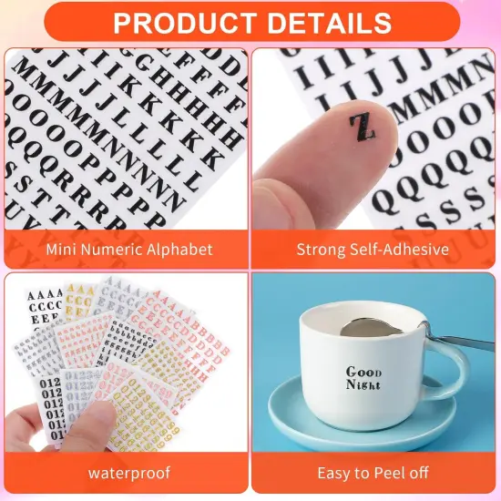 0.1-0.2'' Mini Alphabet Stickers Self-Adhesive Epoxy {4}