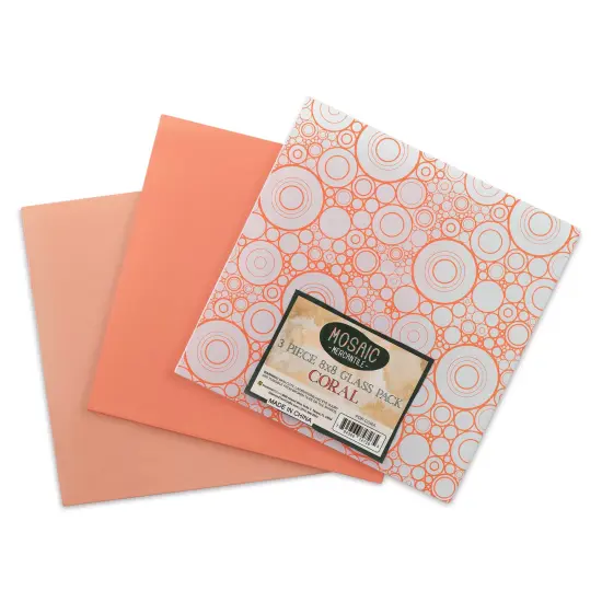 Mosaic Mercantile Opalescent Glass Pack - Coral, 8" x 8", Pkg of 3 {1}