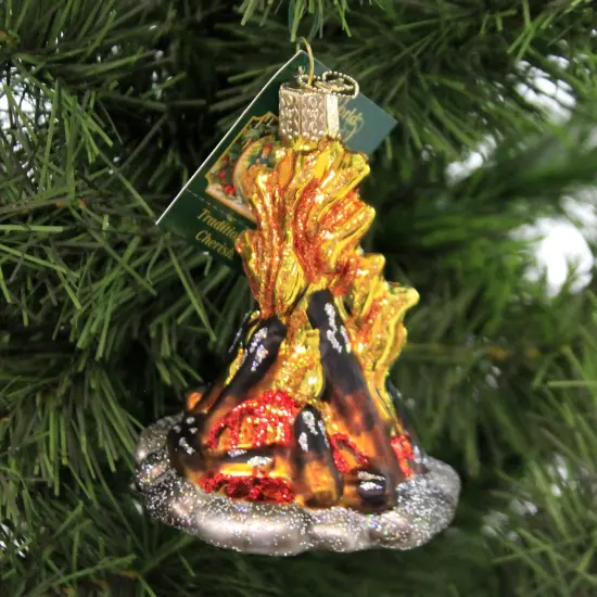 Old World Christmas 3.5 Inch Campfire Christmas Tree Ornament , Christmas Decor OrnamentStories Crackling Gold {3}