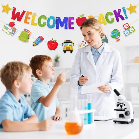 Glitter Welcome Back to School Banner Decorations {4}