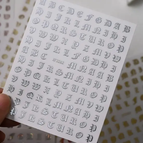 8 Sheets English Alphabet Letters Nail Art Stickers Holographic (8 Sheets) {5}