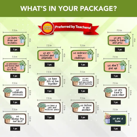 53 Pcs Cutouts Cactus Classroom Theme Bulletin Board Set with Borders {4}