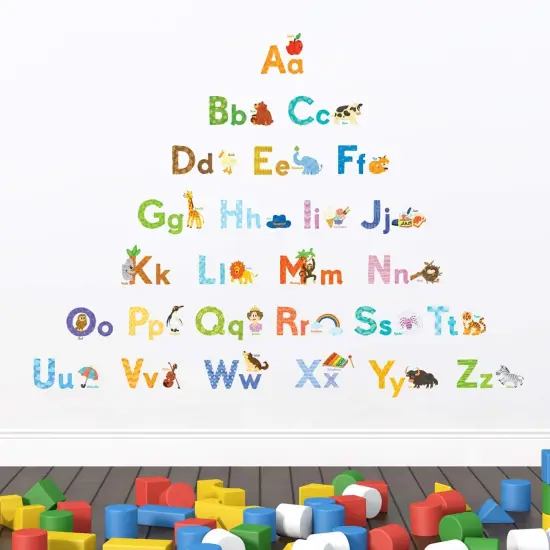 Watercolour Animal Alphabet ABC Kids Wall Stickers {5}