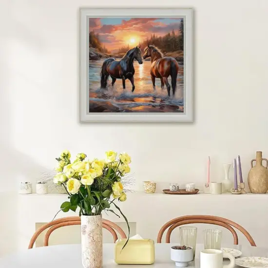 Horse Diamond Art Kits for Adults: Stitch Diamond Painting Horse for Beginners Full Drill Round Animal Diamond Art Horses 11.8 x 11.8 inch {2}
