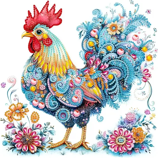 5D Rooster Special Shape Diamond Painting Kits for Adults {1}