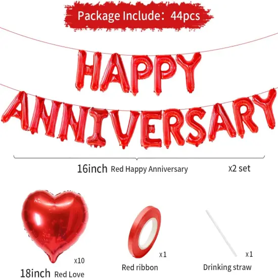 2 Set 16 Inch Happy Anniversary Balloons Letters Banner {2}