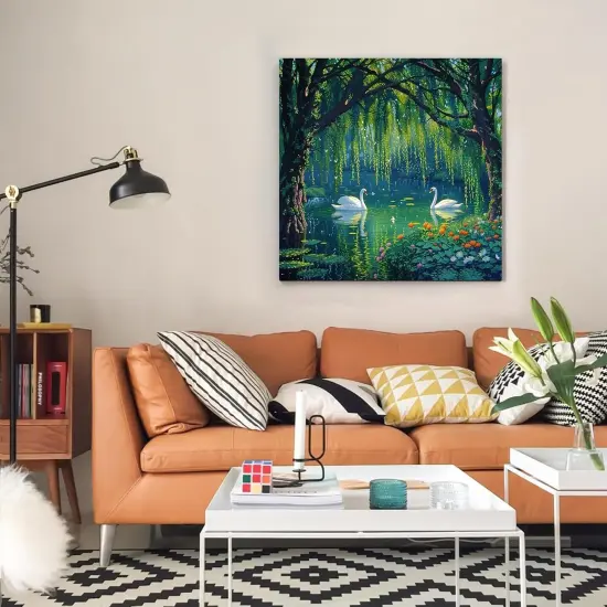 5D Diamond Painting Kits for Adults Beginners,DIY Swan Diamond Art Kits,Flowers Suitability Friends Full Round Drill Diamonds Dots Gem Art Home Wall Decor 14x14inch {3}