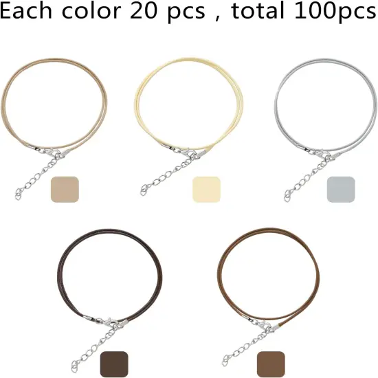 100 Pcs Waxed Necklace Cords for Jewelry Making(Multicolor-B, 18 Inches) {3}
