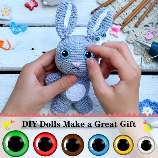 UPINS 180 Pieces 12-30 mm Large Safety Eyes and Nose with Washers for Amigurumi Stuffed Animal Eyes Plastic Craft Doll Crochet Eyes for DIY of Puppet, Bear, Toy Making Supplies (Assorted Colors) {2}