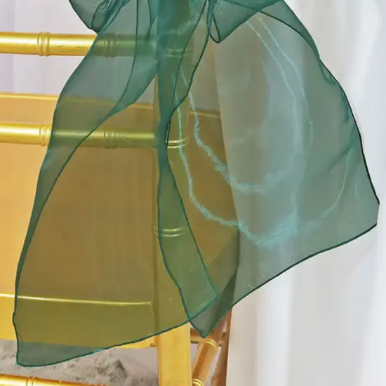 10 Pieces Hunter Green Organza Chair Sashes 8"x108" Holly Green Wedding & Event Decor {4}