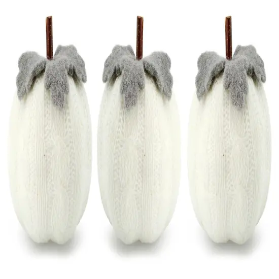 White Sweater Pumpkins 3ct Fall Thanksgiving Table Decor {2}