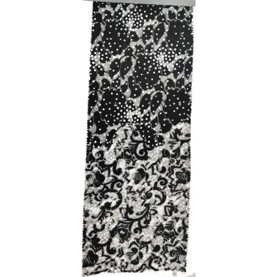 1 Yard Black & White Double Border Lace Fabric, 56/58" Wide, Elegant Apparel Textile {3}