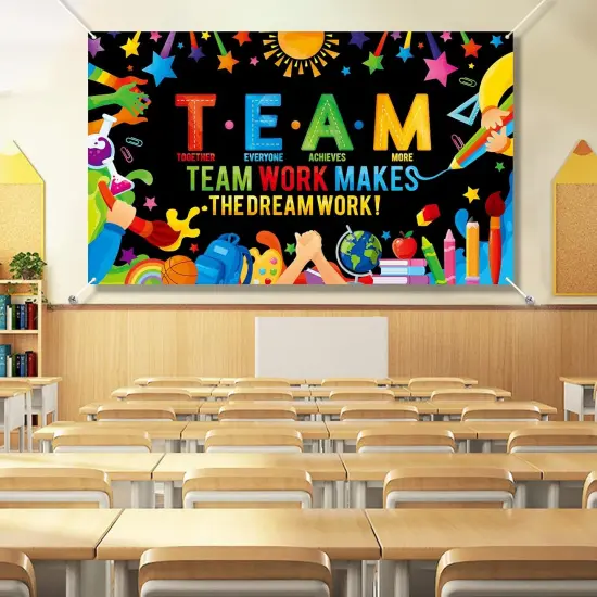 Motivational Classroom Banner Back To School Backdrop Decoration - Black {4}
