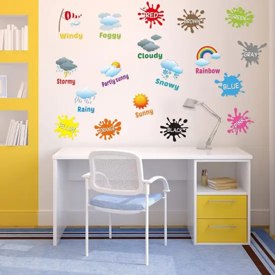 6 Sheets Alphabet Number Color Weather Learning Educational Wall Decals {4}