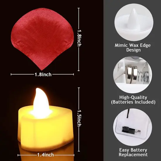 ,1000 Pieces Artificial Rose Petals with 24 Pieces LED Tea Lights Candles {2}