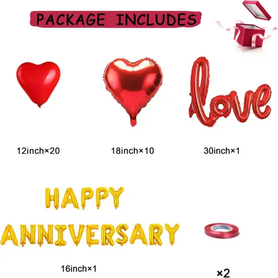 Anniversary Party Decoration Set &ndash; Banner, Balloons, Garland & Rose Petals {5}