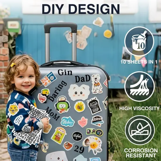 1210 Pieces 10 Sheets Letter Stickers Self-Adhesive Vinyl {3}