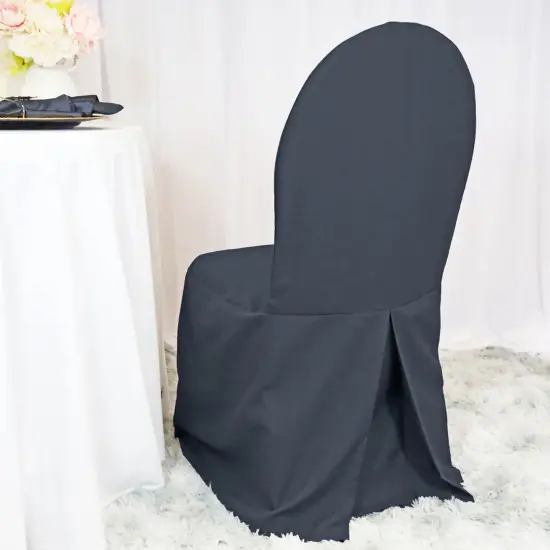 Pewter or Charcoal Chair Cover, Polyester Banquet Slipcover for Events {2}