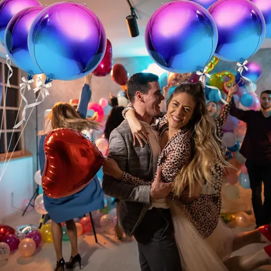 7 Pack Purple Galaxy Balloons, 22 Inch Large 4D Round Ombre Balloons Party Decorations {3}