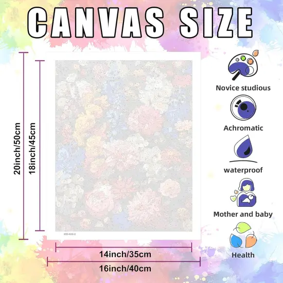Flowers Paint by Numbers for Adults-Flowers Paint by Number Adult,Paint by Number Canvas for Adults Flowers DIY Acrylic Canvas Paint by Numbers for Adults Drawing Colorful Paintworks Artwork {4}