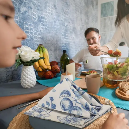 24 Pcs Cloth Napkins Plants Butterfly Soft Reusable Napkin Country French Cotton Dinner Towel Decorative Washable Towels for Spring Summer Fall Party(Blue White Flower,24 Pcs) {4}