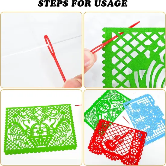 4pcs Mexican Fiesta Party Felt Banner(11.8 * 7.9 inch) Cinco de Mayo Fiesta Banner Dia De Los Muertos Day of The Dead Fiesta Papel Picado Hanging Banner Party Decorations 4 Different Designs {4}