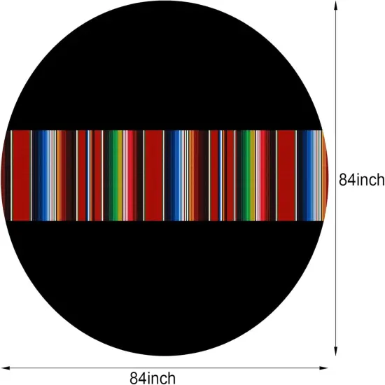 3 Pcs Mexican Fiesta Tablecloth 84 Inch Plastic Tablecover Waterproof Round Tablecloth Striped Serape Table Runner for Mexican Carnival Wedding Taco Party Decorations (Black) {2}