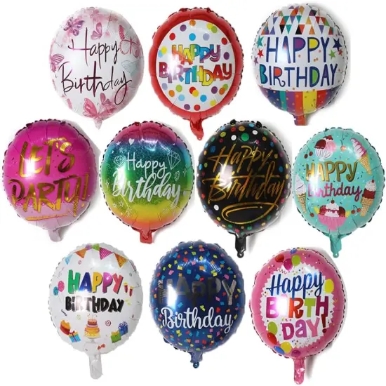 40 Pieces Happy Birthday Foil Balloons 18" Round Aluminum Foil Mylar Helium Balloon Inflatable Balloons for Birthday Party Baby Shower Decoration Supplies {1}