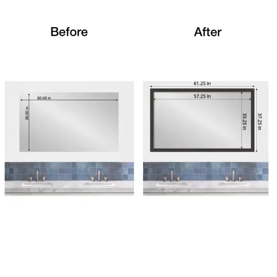 Amanti Art Mirror Makeover Bathroom Mirror Frame Border Kit -Fully Assembled Peel and Stick Frame - Mirror NOT Included - Rustic Plank Narrow Trim Rustic Espresso {4}