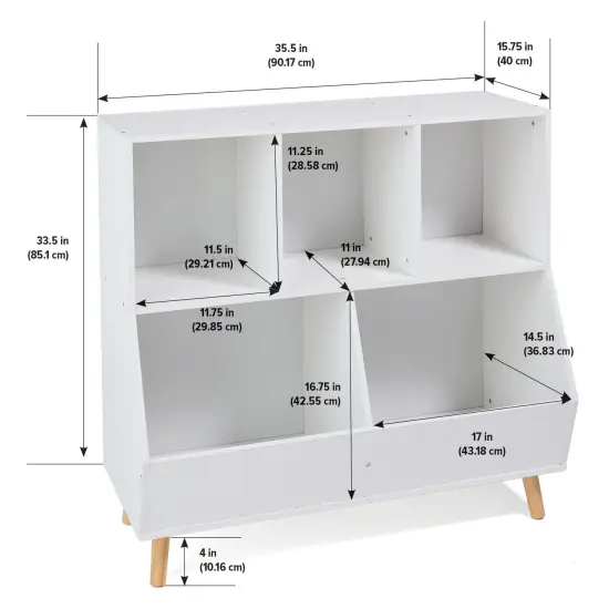 Badger Basket 5-Bin Storage Cubby with Feet White {4}