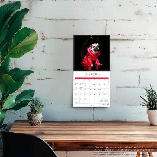 Fantasy Pugs OFFICIAL | 2026 7 x 14 Inch (Hanging) Monthly Mini Wall Calendar {5}