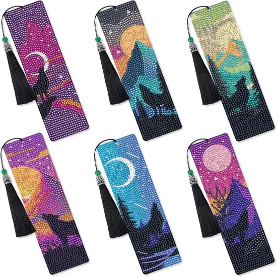 6 Pcs Wild Animal Diamond Painting Bookmarks Kit {1}