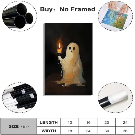 Halloween Cute Ghost Wall Art Decor - 8x12 Inch (Unframed) {2}