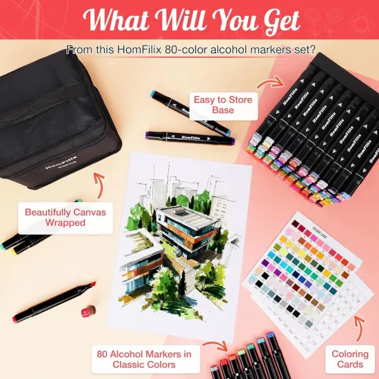 80 Colors Dual Tip Art Alcohol Markers Set {4}