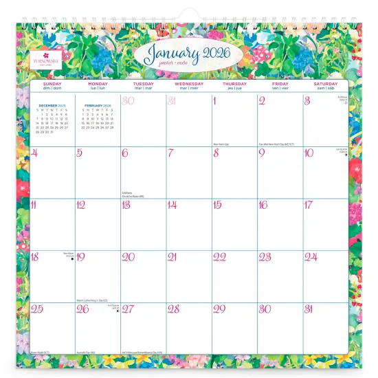 House of Turnowsky OFFICIAL | 2026 12 x 12 Inch (Hanging) Monthly Square Wire-O Calendar | Sticker Sheet {1}