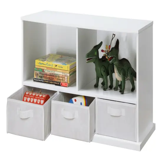 Badger Basket Stackable Shelf Storage Cubby with Three Baskets White {5}